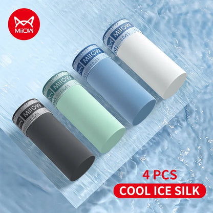 MiiOW Ice Silk Men's Underwear 4Pcs Boxer Trunks