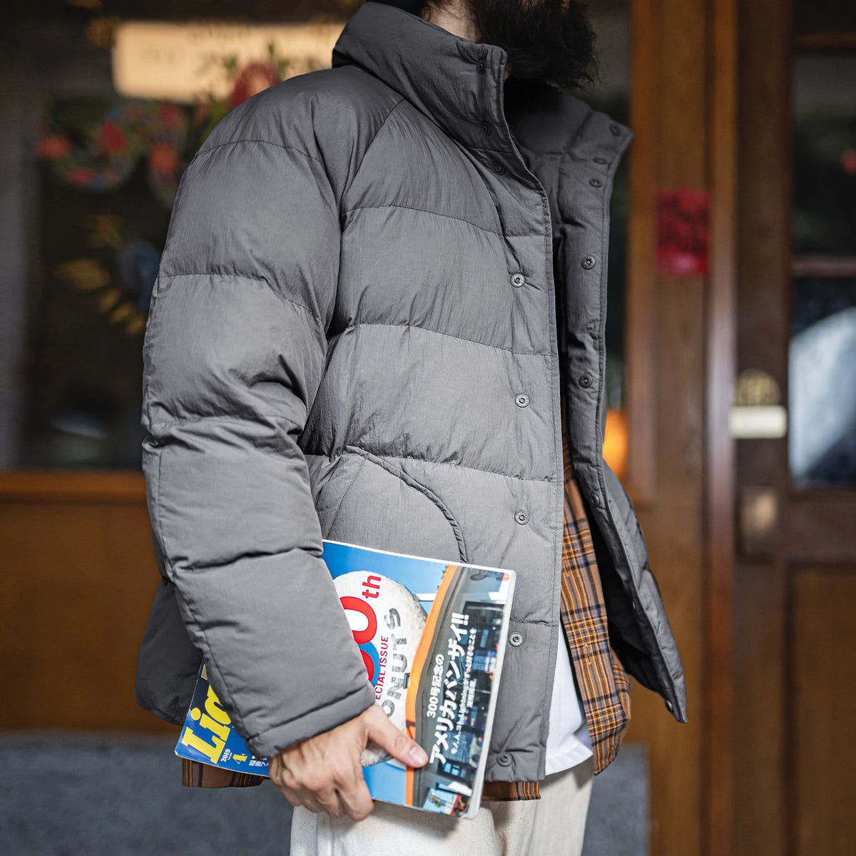 MADEN Retro Raglan Padded Jacket | Grey
