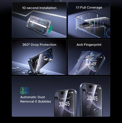 UGREEN Automatic Dust-free Screen Protector for iPhone 17 Pro Max, 16 Pro & More—2 Pack