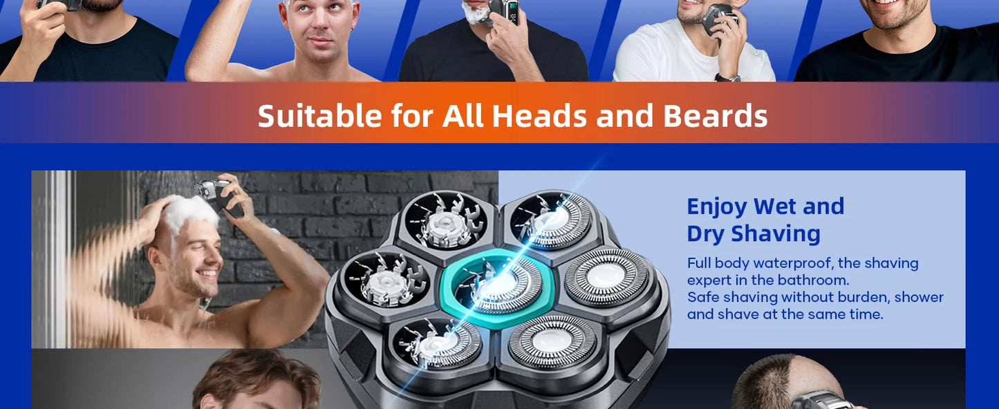 Kensen S32 Electric Head Shaver for Men 7D Floating Cutter