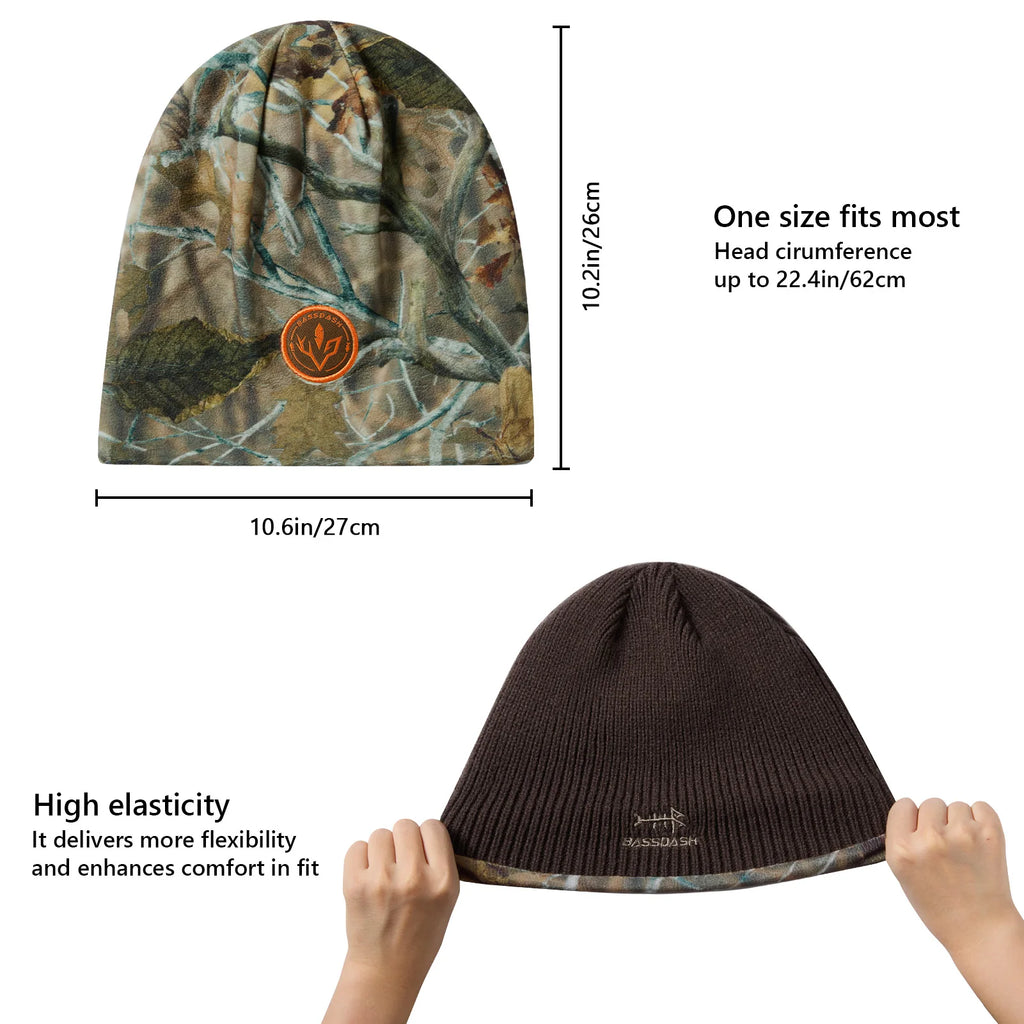 BASSDASH Reversible Windproof Fleece Beanie