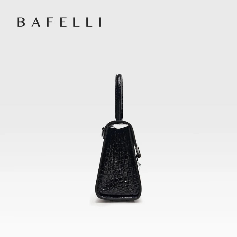 BAFELLI Crocodile-Pattern Leather Shoulder Bag