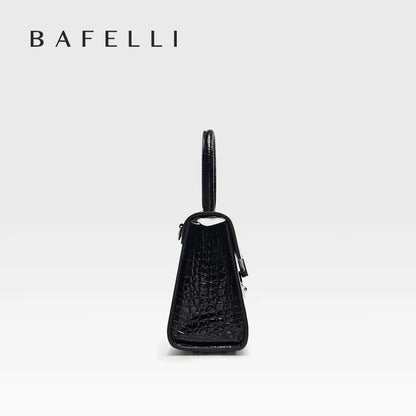 BAFELLI Crocodile-Pattern Leather Shoulder Bag