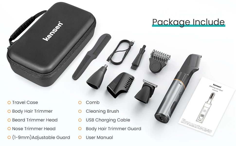 Kensen S16 Body Hair Shaver Kits for Men 3 In 1 Beard Hair Trimmer