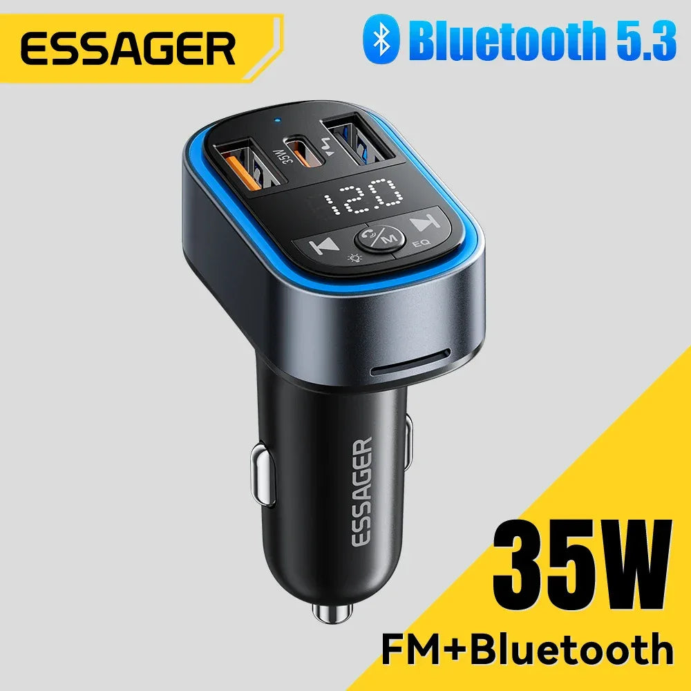 Essager FM Bluetooth 5.3 Transmitter and 35W USB Type-C Dual Ports PD QC Car Charger - ShopHub