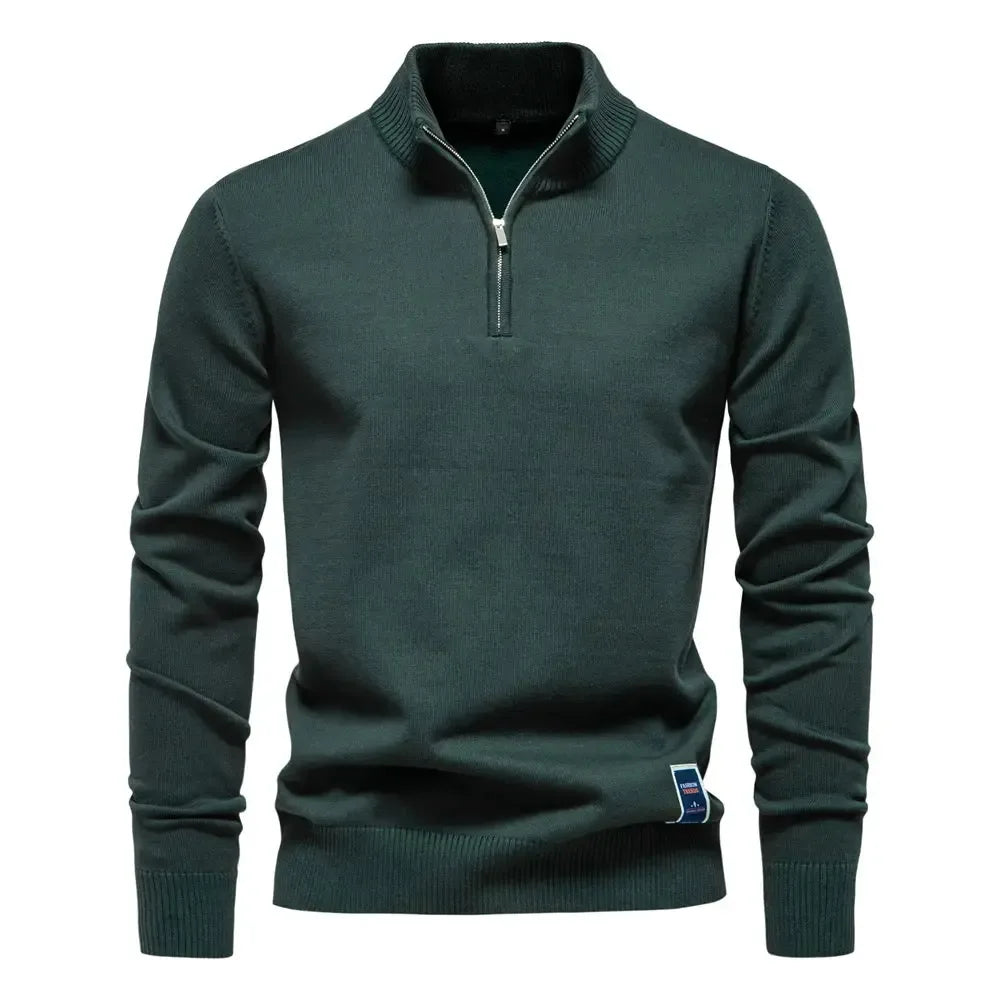 AIOPESON Men's Quarter Zip Cotton Pullover Sweaters - ShopHub
