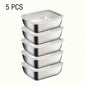 5-Piece Stainless Steel Food Storage Containers, Stackable Meal Prep Boxes for Fridge Lunch Travel Kitchen
