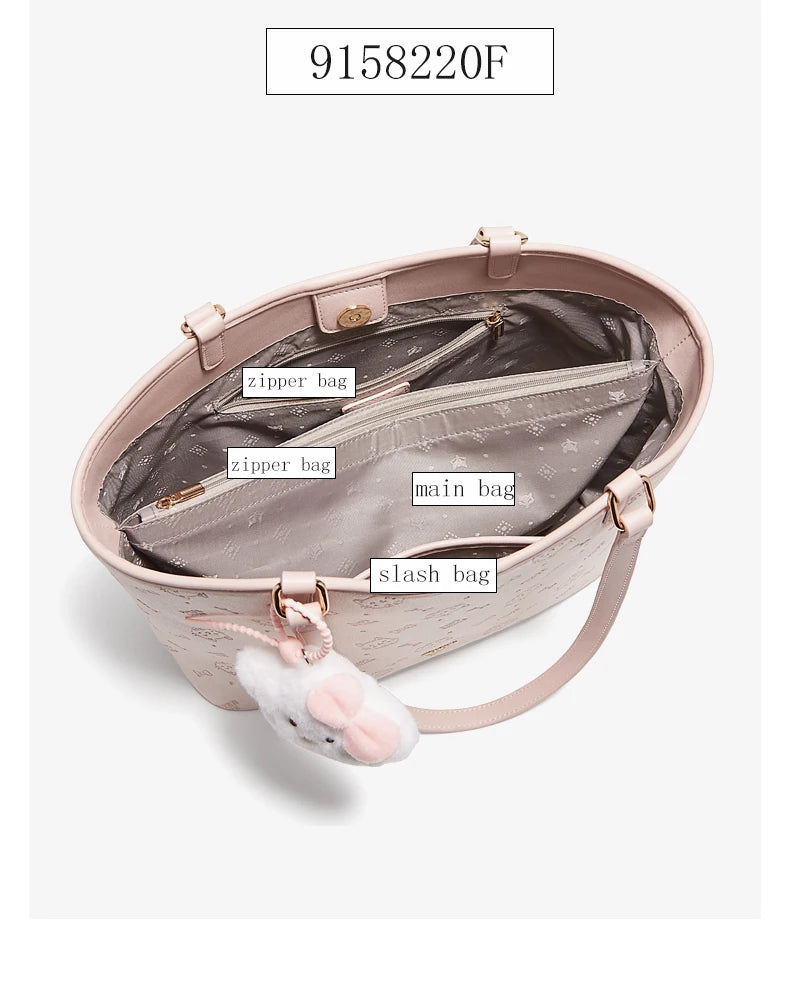 FOXER Summer New Women's Shoulder Bag PVC Leather Daily Tote Bag Female Commuting Purse Large Capacity Handbag for Everyday Use