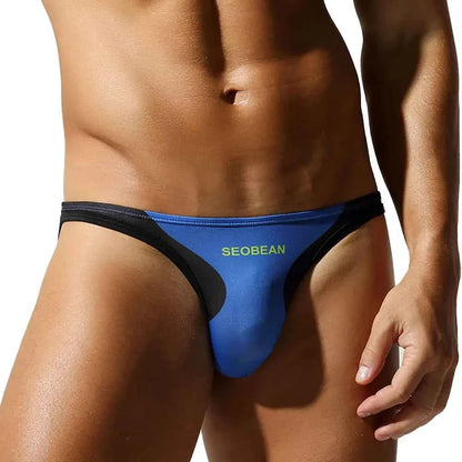 SEOBEAN Men's Low-Rise Briefs with 3D Contoured Pouch and Branded Logo Waistband - Smooth Stretch Fabric Minimalist Underwear