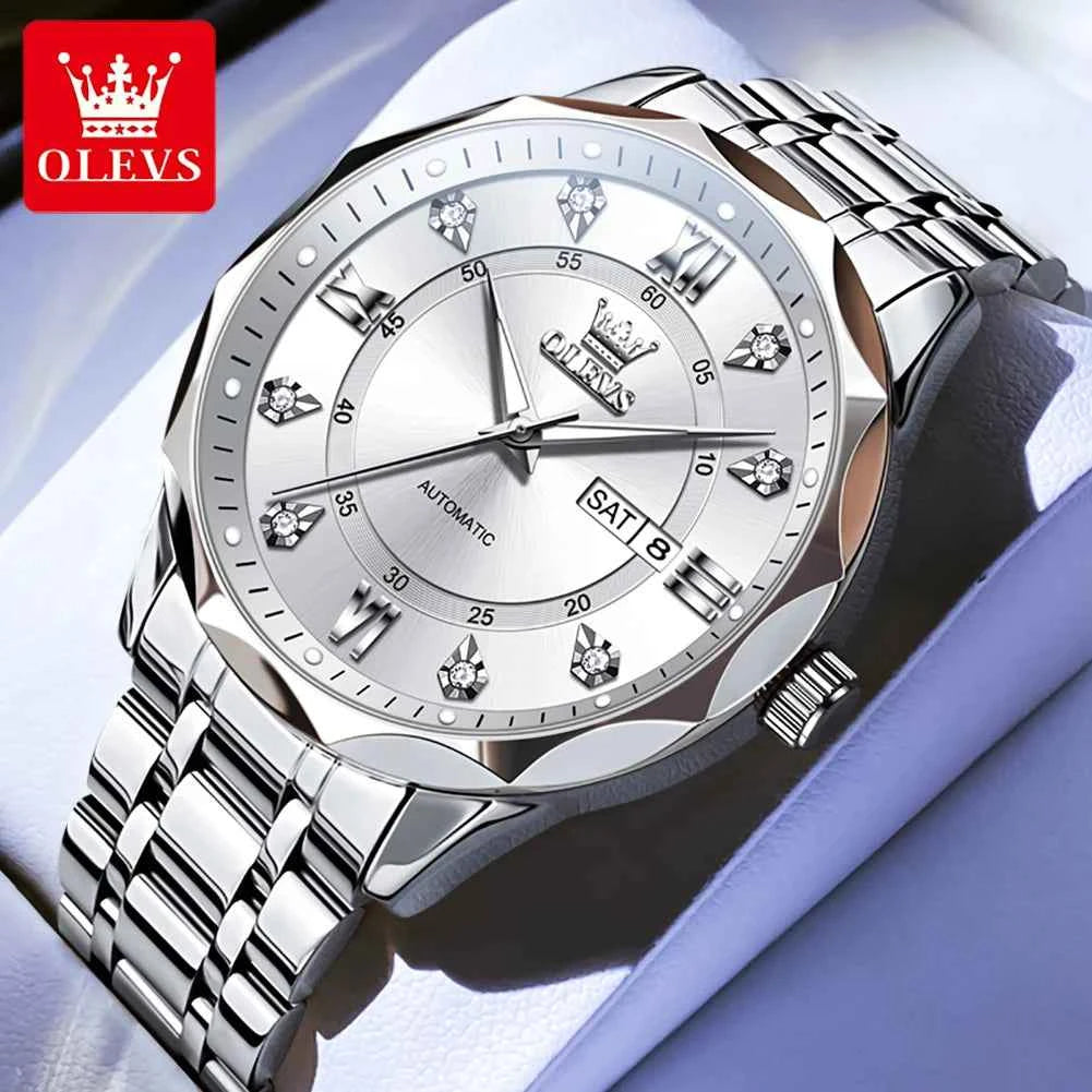 OLEVS 6727 Automatic Mechanical Watch for Men & Women - Waterproof Luminous Calendar Wristwatch with Gift Box