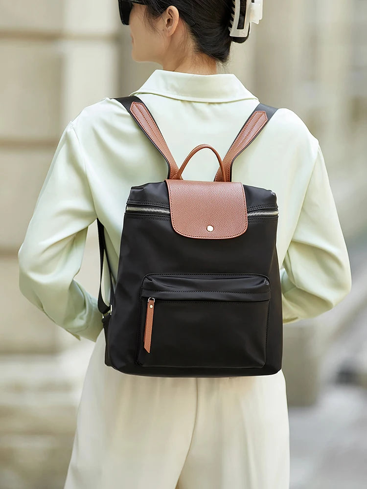 ZOOLER Oxford & Leather Patchwork Backpack