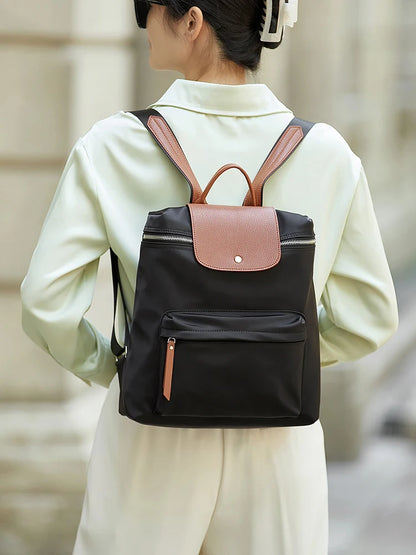 ZOOLER Oxford & Leather Patchwork Backpack