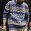 MADEN Blue Fair Isle Crew-Neck Sweater
