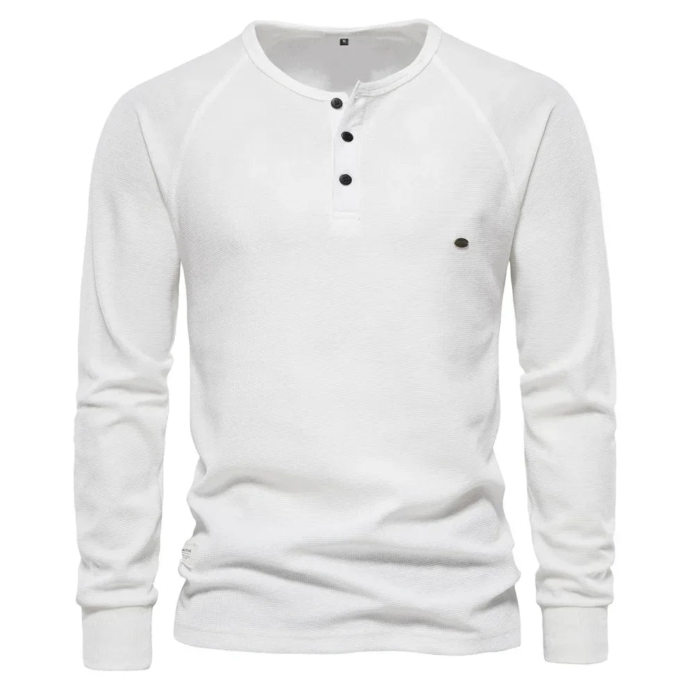 AIOPESON Waffle Henley Shirts - ShopHub