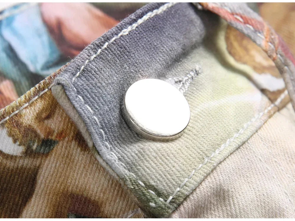 Men’s Classical Painting Print Jeans - ShopHub