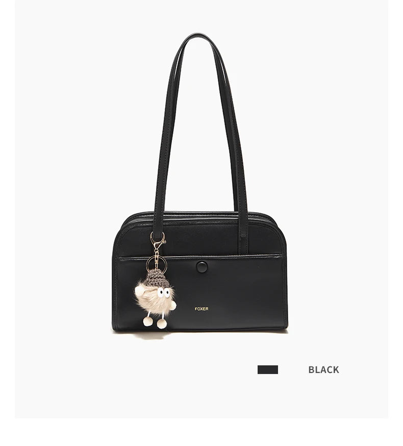 FOXER Female Shoulder Bag PU Leather Cross Body Bag 2026 New Fashion Messenger Bag Large Capacity Commute Daliy