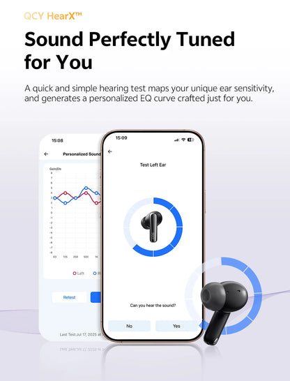 QCY HT18 Wireless Earbuds Bluetooth 6.0 with Hi-Res LDAC, Adaptive ANC, Dual-Driver Design, and In-Ear Detection - ShopHub