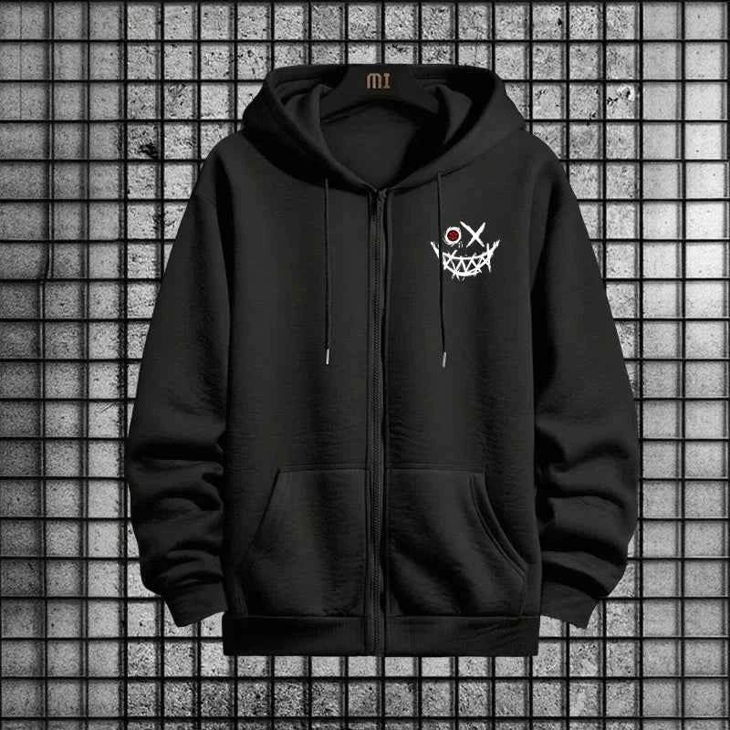 Men's Tracksuit Set Zipper Hoodie and Black Sweatpants Urban Fashion Jogger Outfit