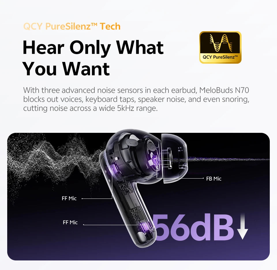 QCY HT18 Wireless Earbuds Bluetooth 6.0 with Hi-Res LDAC, Adaptive ANC, Dual-Driver Design, and In-Ear Detection - ShopHub