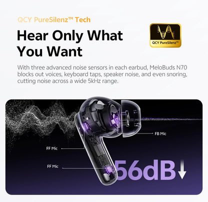 QCY HT18 Wireless Earbuds Bluetooth 6.0 with Hi-Res LDAC, Adaptive ANC, Dual-Driver Design, and In-Ear Detection - ShopHub