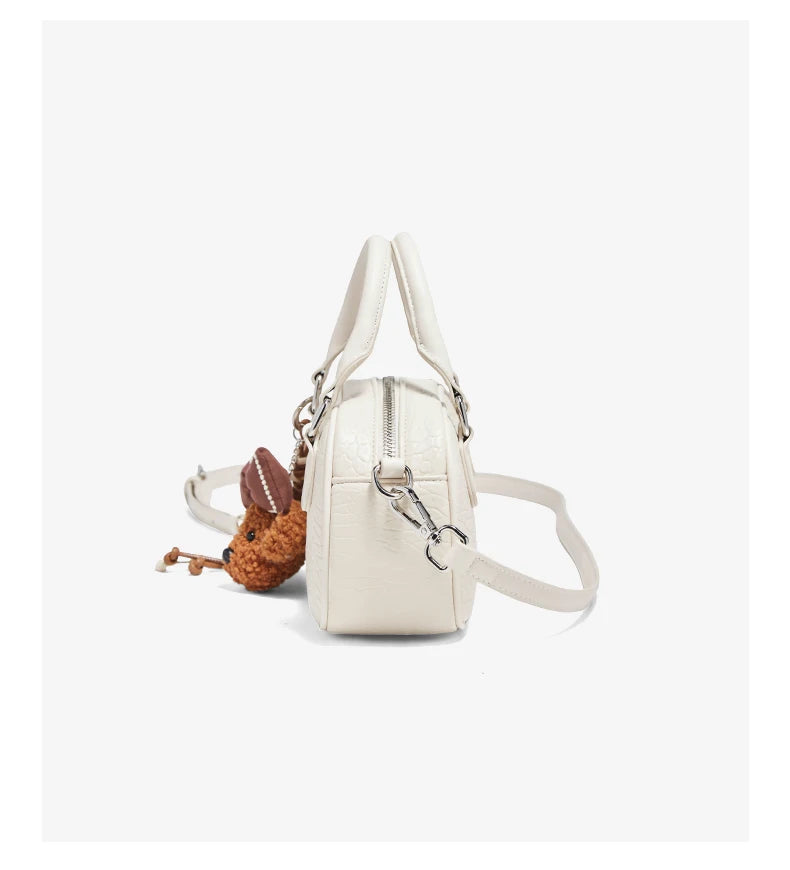 FOXER White Cowhide Leather Women's Shoulder Bag