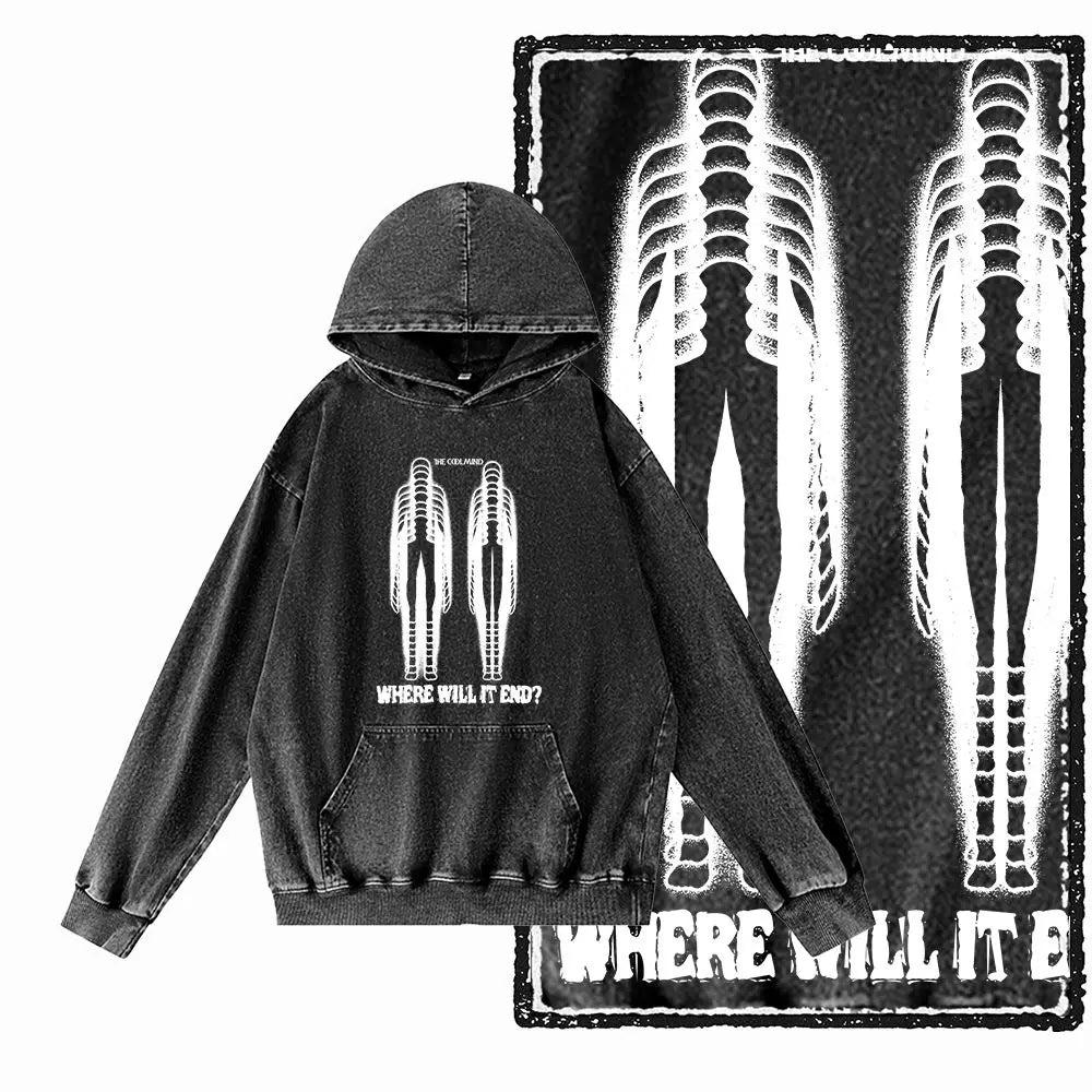 G12 Acid-Washed Black Streetwear Graphic Hoodie