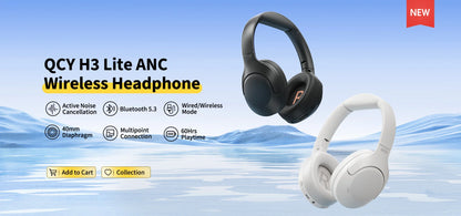 QCY H3 Lite ANC Wireless Headphones with Bluetooth 5.3, 40mm Driver, and 60H HiFi Sound - ShopHub