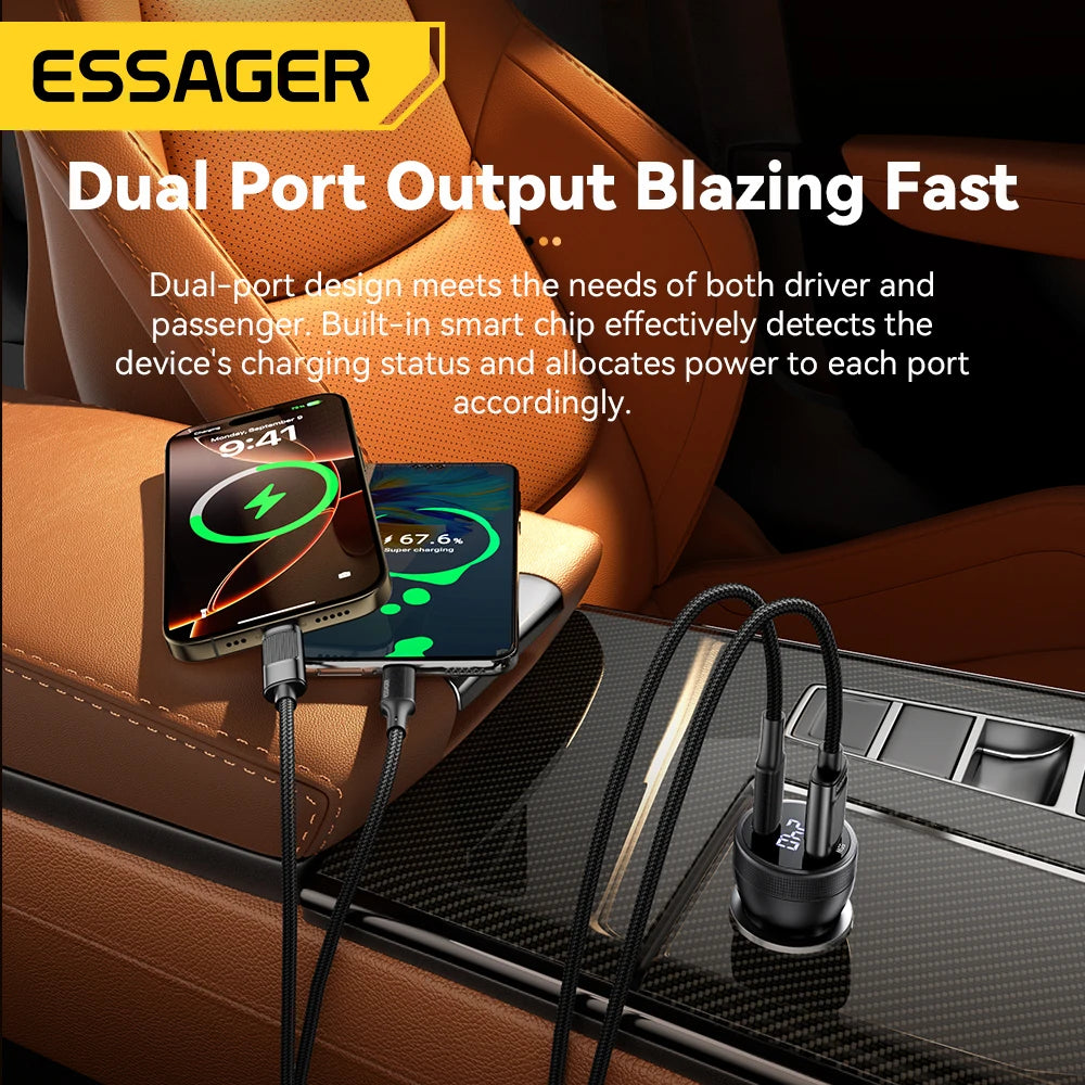 Essager 100W Quick Charge USB C Car Charger