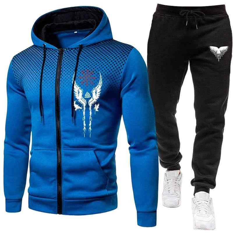 Men's Casual Sportswear Set: Autumn Winter Zipper Jacket and Sweatpants Outfit