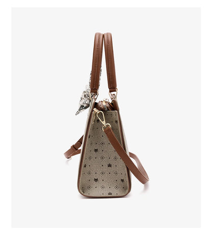 FOXER Vintage Women Handbag PVC Leather Tote Bag Large Capacity Top‑Handle Shoulder Crossbody Bag for Ladie Daily Work Purse