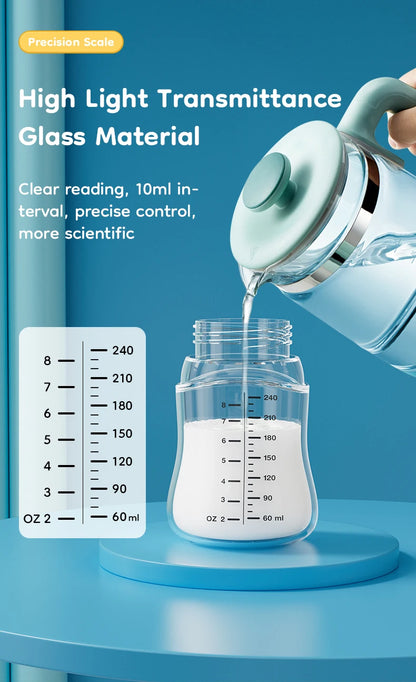 MAMIJOY Baby Glass Bottle High 80/160/240ml Borosilicate Wide-mouthed Anti-bloating Clear Scale Feeding Bottle BPA＆BPS-FREE GB61