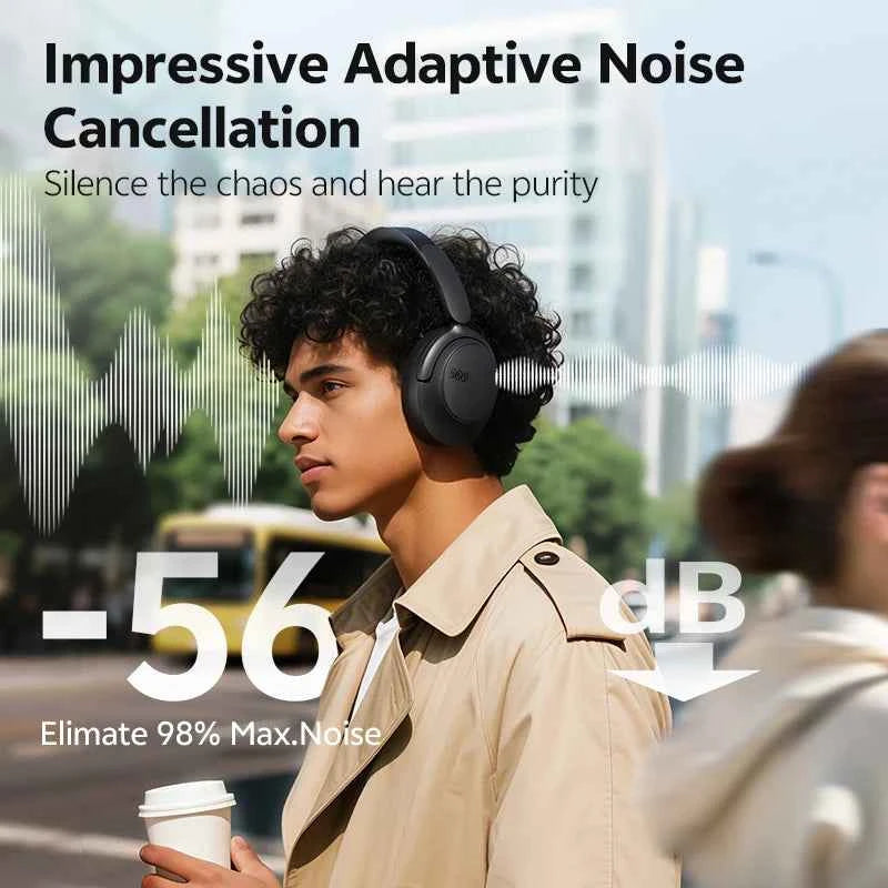 QCY Wireless Bluetooth Headphones 6.0 BH25H3SA - 3D Spatial Audio, Foldable Over Ear Headset with 56dB Adaptive ANC and 53mm Driver