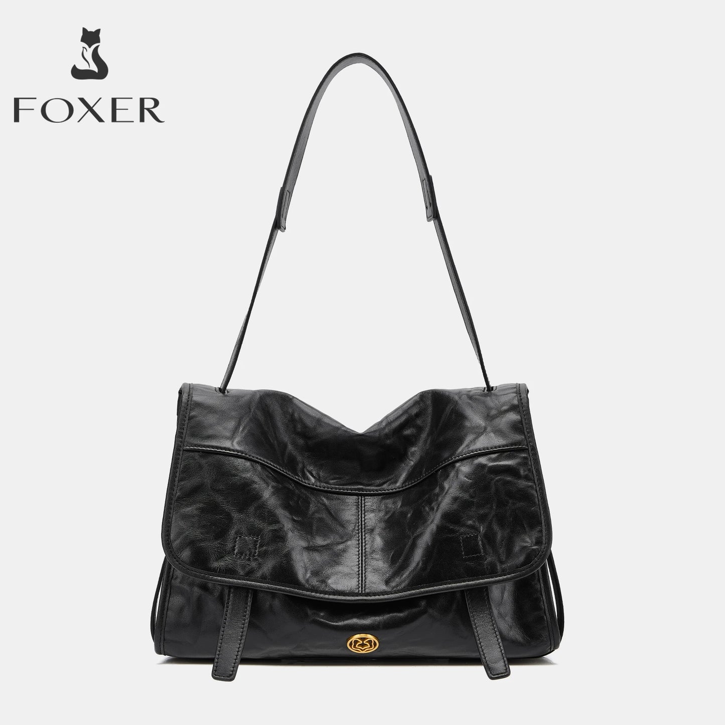 FOXER Wrinkled Genuine Leather Women's Crossbody Bag