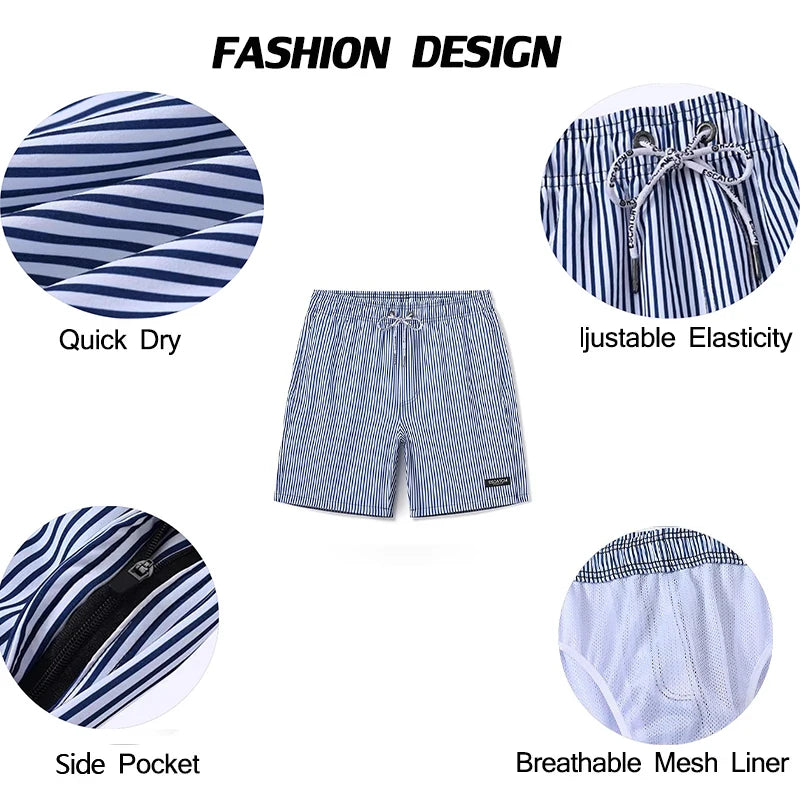 Men's Datifer 2026 summer boardshorts by ShopHub NZ with quick-dry fabric, breathable mesh liner, pockets, ideal for gym and running.