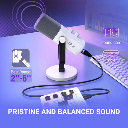 FIFINE XLR/USB Dynamic Microphone with Headphone Jack/RGB/Mute,MIC for Recording Streaming Gaming PS4/PS5 Ampligame AM8W