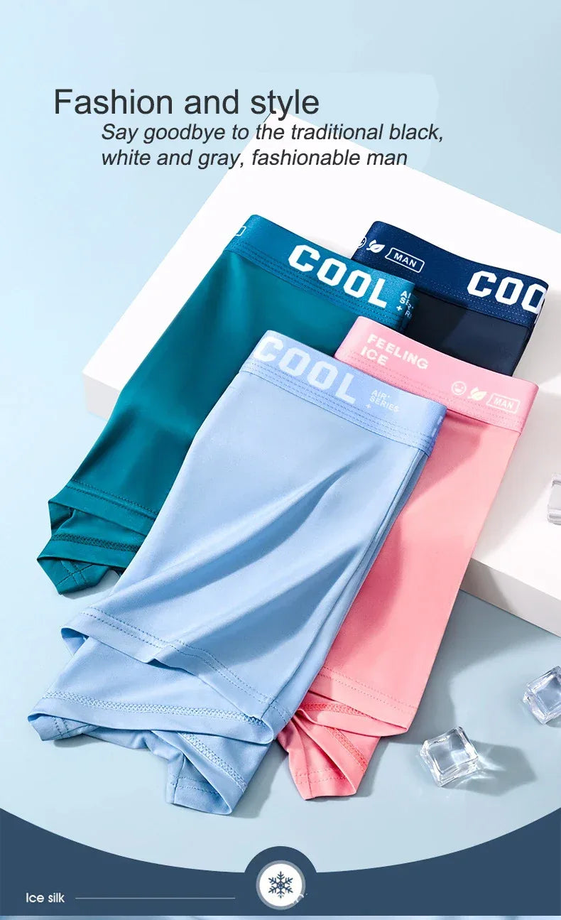4 Pack Men's Ice Silk Boxer Shorts - ShopHub