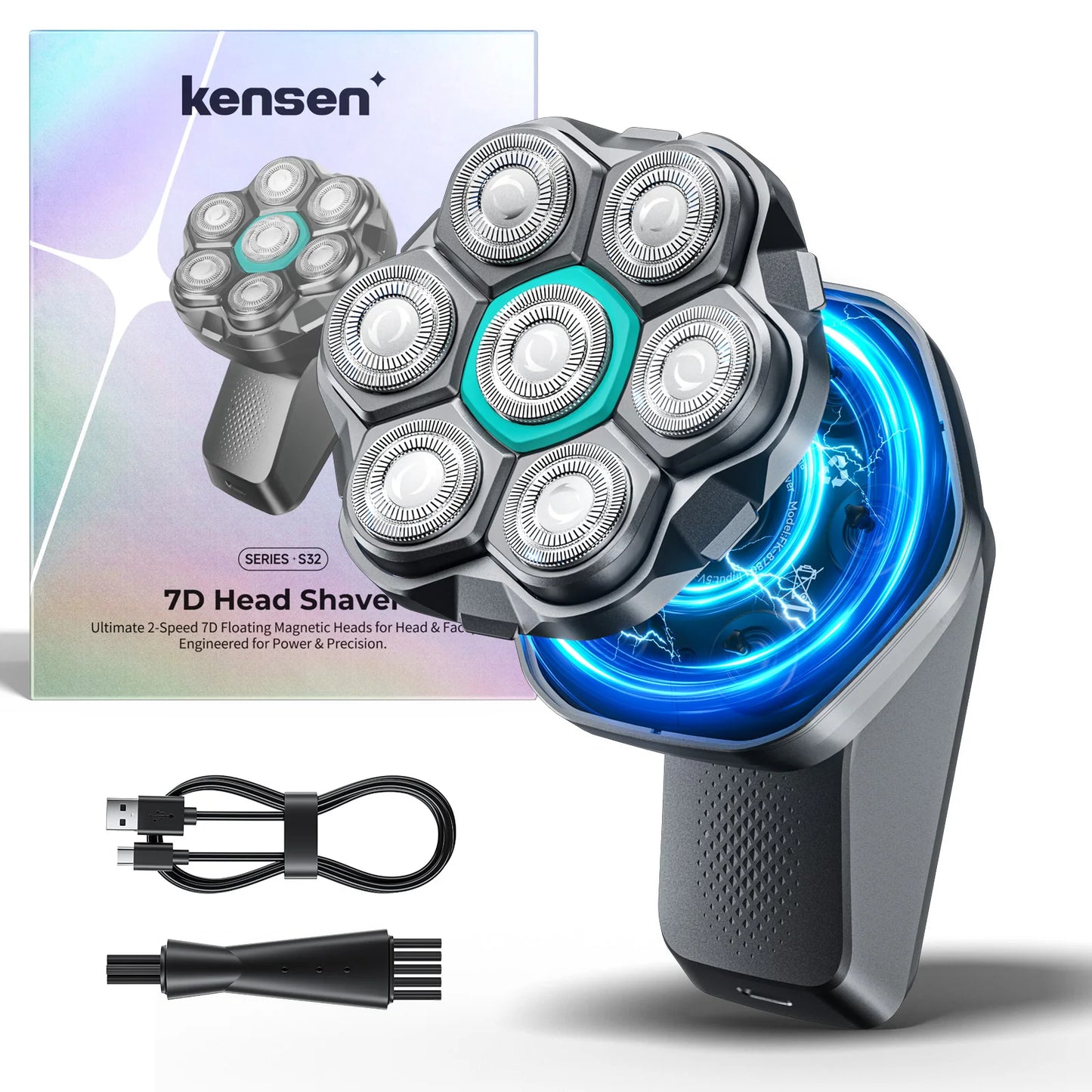 Kensen S32 Electric Head Shaver for Men 7D Floating Cutter