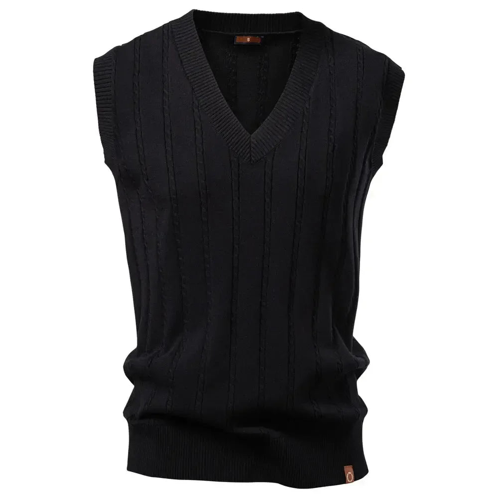 Aiopeson Men's Solid Colour V Neck Knitted Vests - ShopHub