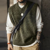 MADEN Moss-Green V-Neck Knit Vest