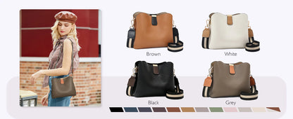 FOXER Brand New Shoulder Bag for Women PU Leather Retro Large Capacity Bucket Bag Female Crossbody Purse Tote Commuting Purse