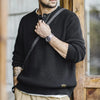 MADEN Black Henley Knit Pullover