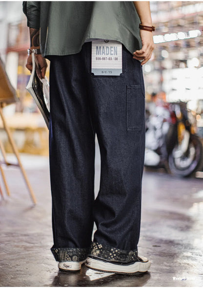Maden Men‘s Vintage Boro Washed Denim Jeans