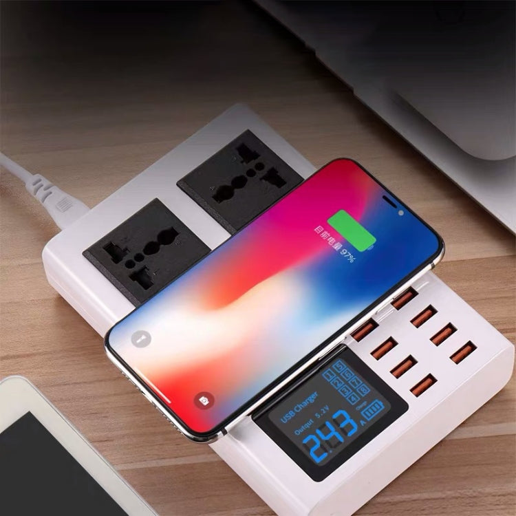 YC-CDA10W 10W Multi Port USB Intelligent Digital Display Fast Charging Wireless Charger, UK Plug