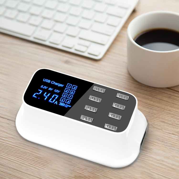 YC-CDA19A 8-port USB Multi-function 40W Intelligent Digital Display Fast Charging Dock, UK Plug
