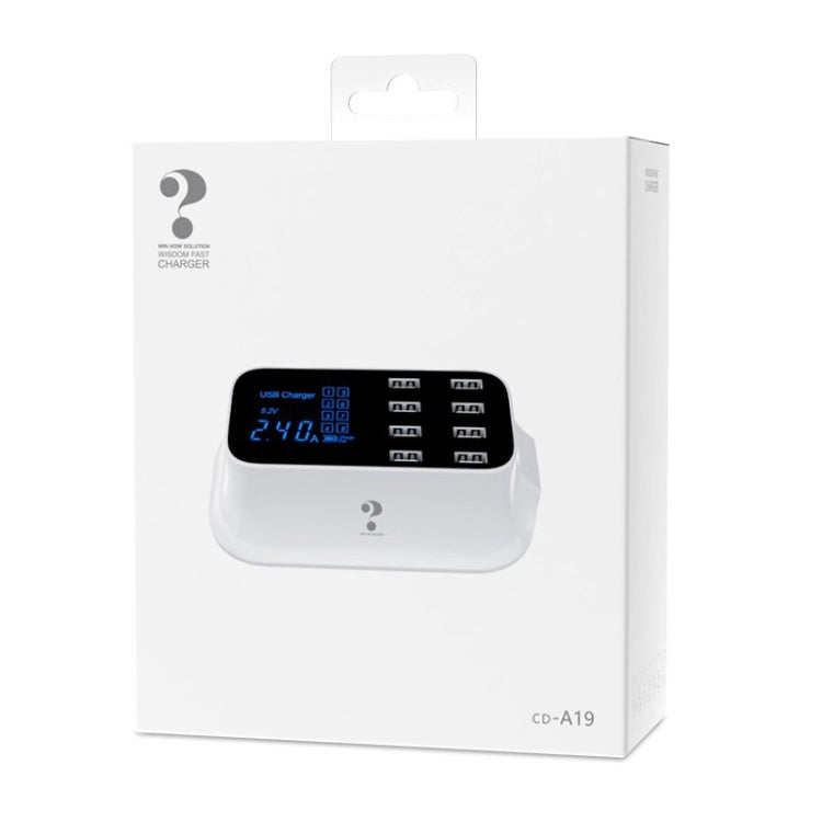 YC-CDA19A 8-port USB Multi-function 40W Intelligent Digital Display Fast Charging Dock, UK Plug