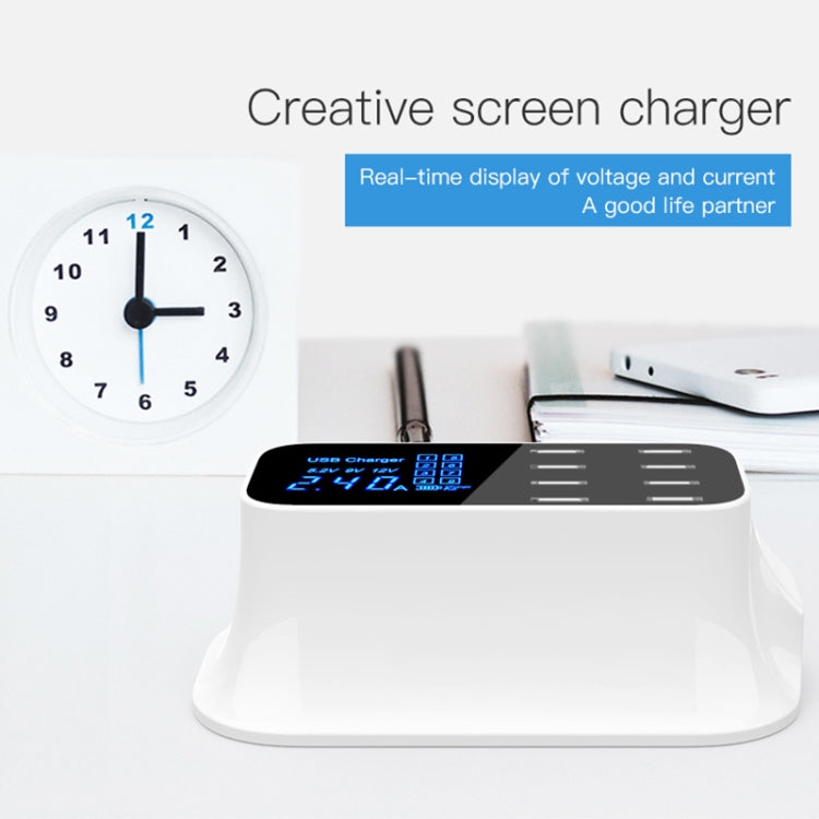 YC-CDA19A 8-port USB Multi-function 40W Intelligent Digital Display Fast Charging Dock, UK Plug