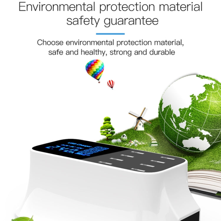 YC-CDA19A 8-port USB Multi-function 40W Intelligent Digital Display Fast Charging Dock, UK Plug