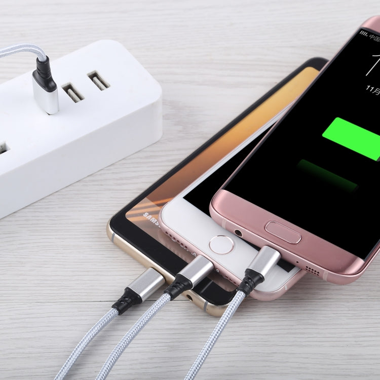 2A 1.2m 3 in 1 USB to 8 Pin & USB-C / Type-C & Micro USB Nylon Weave Charging Cable