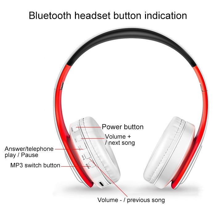 LPT660 Wireless Folding Sports Stereo Music Bluetooth Phones Earphones Support TF Card