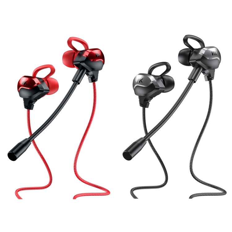 WK ET-Y30 ET Series 3.5mm Elbow In-ear Wired Wire-control Gaming Earphone with Microphone